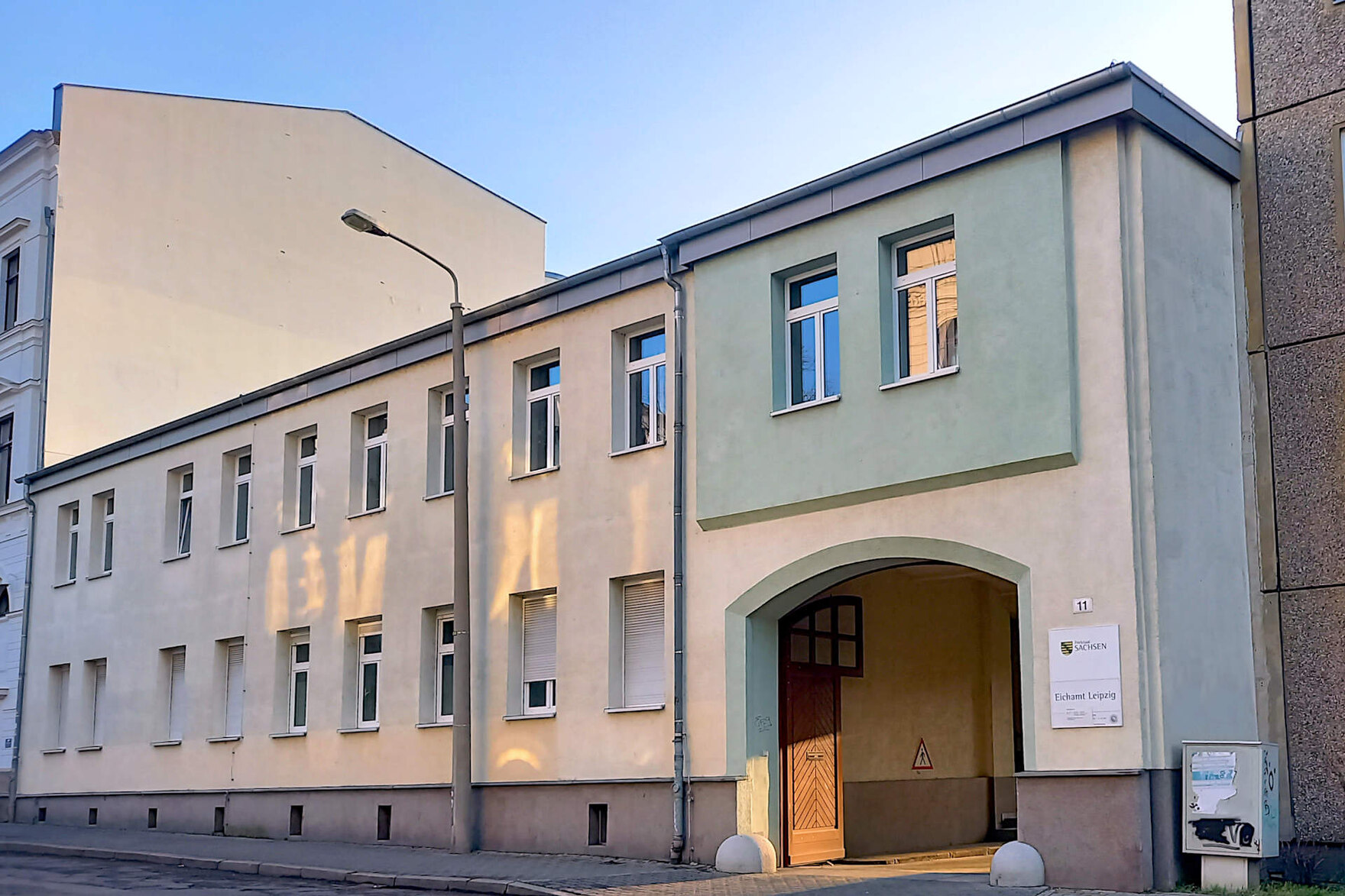 Einfahrt zum Eichamt Leipzig in der Talstrasse