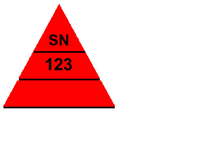 rotes Instandsetzerkennzeichen mit der Aufschrift "SN" und darunter "123"